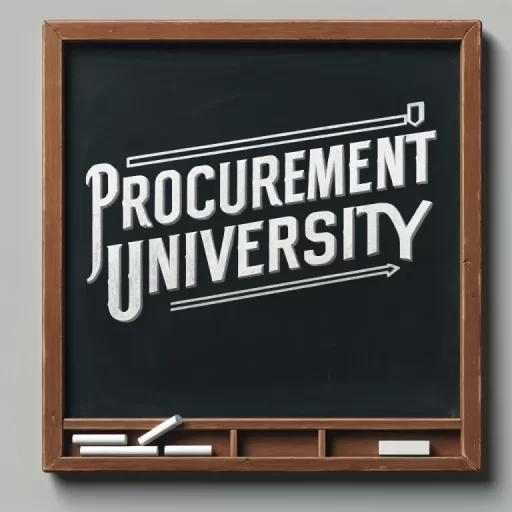 Blackboard stating “Procurement University”.